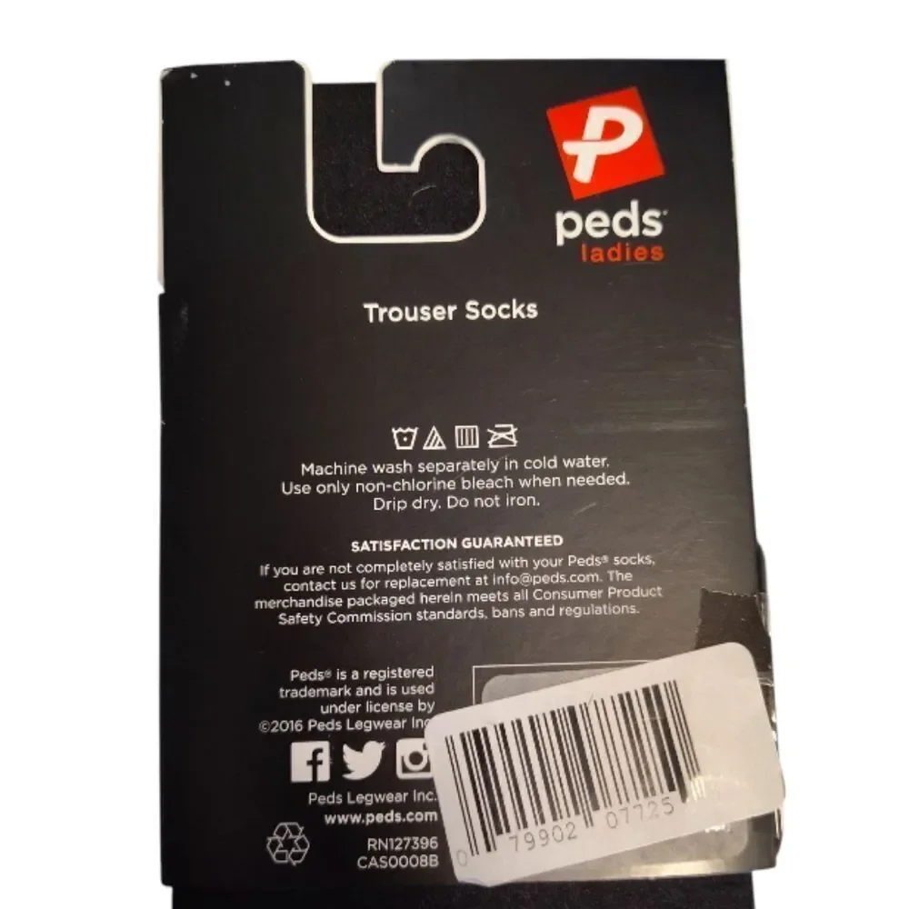 PEDS 8 Pairs Black Fishnet and Solid Black Trouser‎ Socks Women's Size 5- 10 NWT